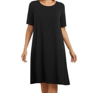 Susan Graver Dress Women's Size M Black Knee Length Pocket Liquid Knit Classic